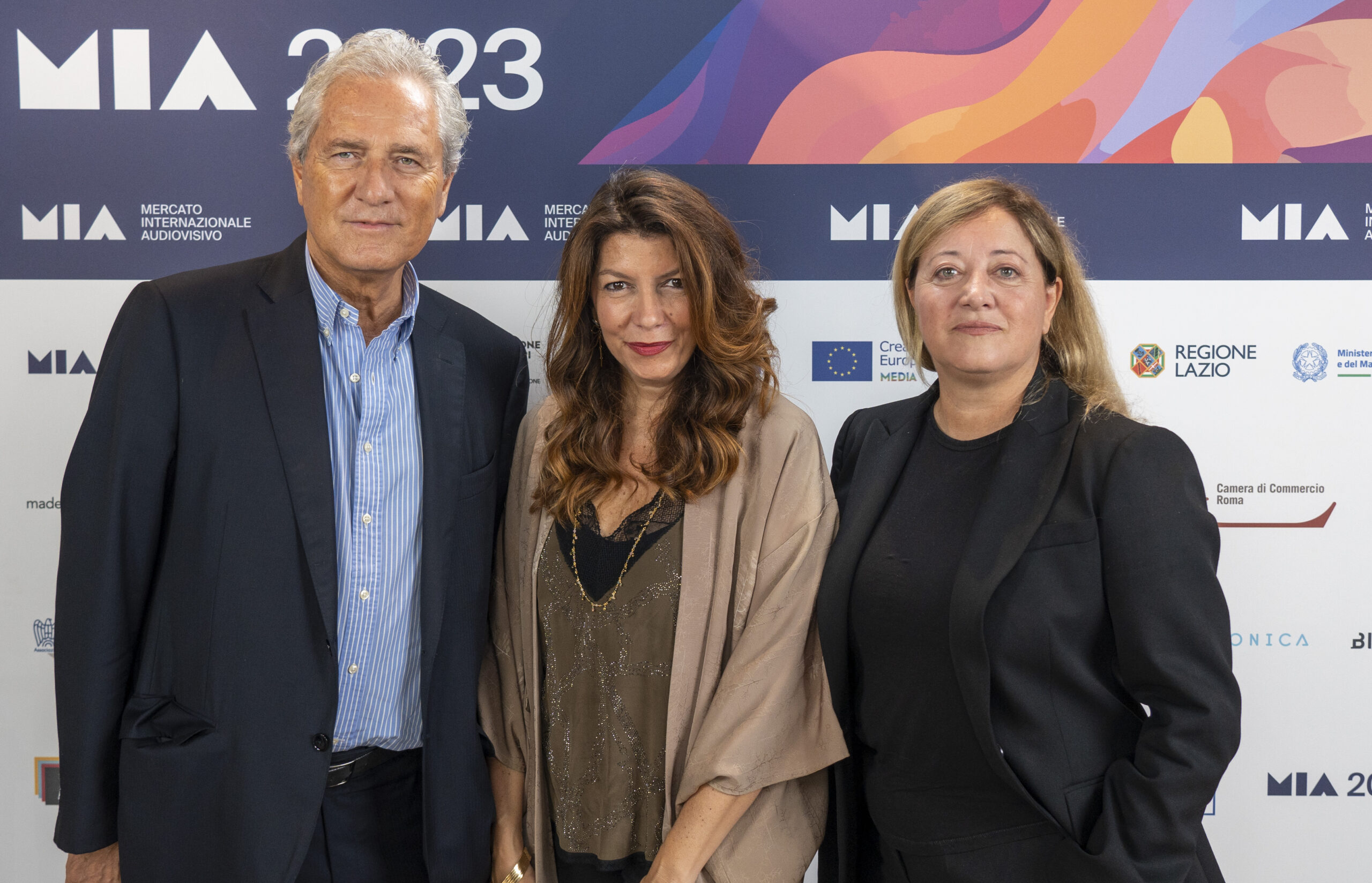 Francesco Rutelli con Gaia Tridente e Chiara Sbarigia alla conferenza stampa di lunedì 9 ottobre