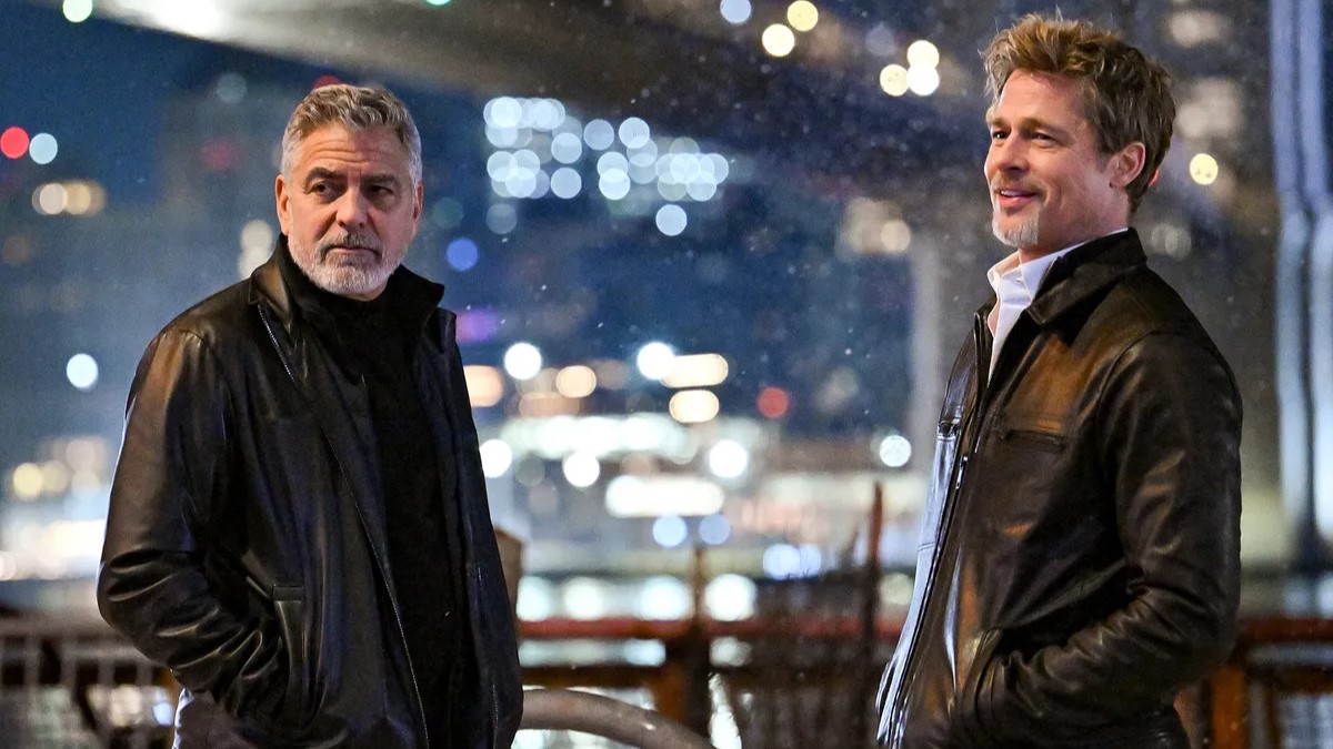 George Clooney e Brad Pitt sul set del film Wolfs