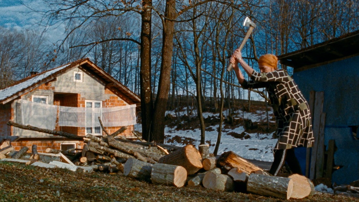 The Landscape and the Fury, donna che taglia la legna